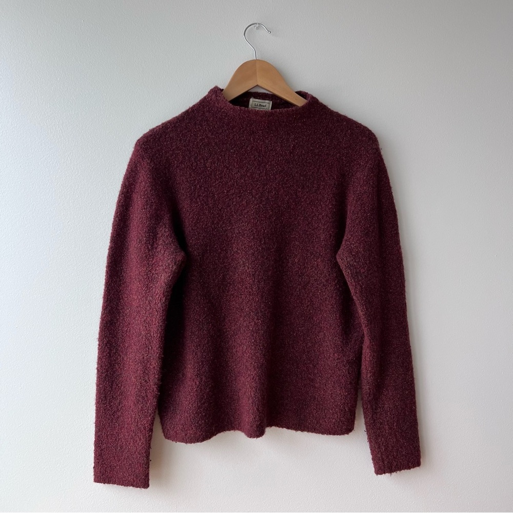 Vintage L.L. Bean Wool Blend Mock Neck Sweater Dark Red/Maroon/Rust